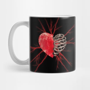 Skeleton rib heart, Broken, blood heart, watercolor design rib heart Mug